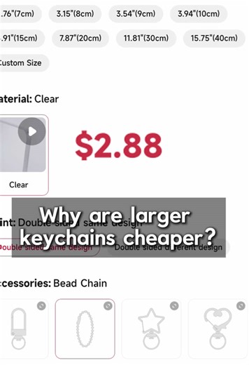 Why some keychain bigger but more cheaply? #wooacry #customkeychain #custommerch #artbusiness #acrylickeychain