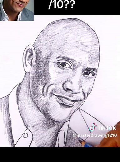 DRAWING DWAYNE JOHNSON STEP BY STEP @The Rock #foryou #fypシ #viral #speeddrawing #therock #dwaynejohnson
