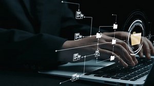 Business person managing online documents folders for efficient work processes. Ensure secure and quick access to all your important online documents with ease. UUID