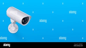 3d vector white safety security video spy camera. Cctv system equipment illustration for watch and recording hidden on street building wall. Realistic header concept for protect and observe privacy Stock Vector Image & Art - Alamy