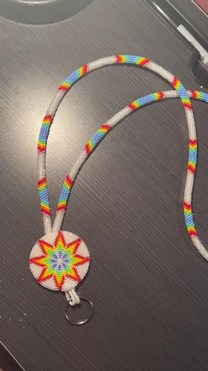Indigenous Beaded Peyote Stitch Lanyard Keychain