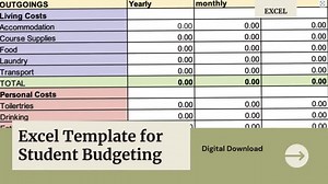 Excel Template for Student Budgeting - Etsy