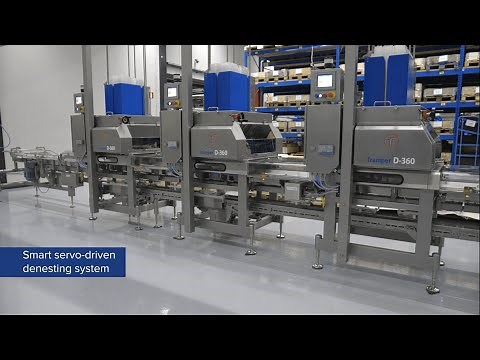 Tramper D-360 | stand-alone tray denester for multiple cavity trays on linear carrier system