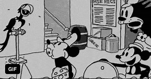 Mickey mouse making Swiss cheese - GIF
