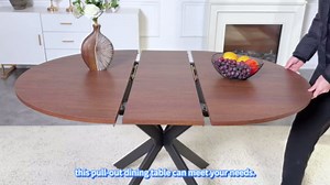 Round Dining Table Set for 4｜42"-54" Extendable Dining Room Table Set｜Wooden Kitchen Table with 4 Chairs｜Mid Century Modern Dinner Table Set with Cross Legs｜Easy Assembly｜Space Saving