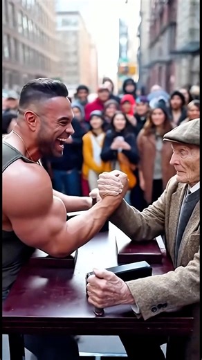 Old Man HUMILIATES Bodybuilder! This arrogant bodybuilder wasn't ready for grandpa's secret move! His reaction is priceless. 😂 #shorts #armwrestling #underdog #streetperformers | ArozPlay