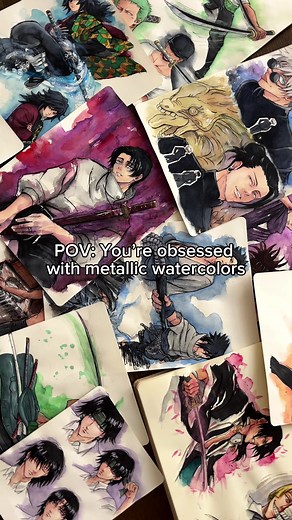 Magical Metallic Watercolor Artwork | Anime Fanart Inspiration
