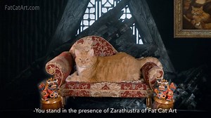 In Game of Thrones, Jon Snow met Daenerys, and here is the true version of the epic scene: Zarathustra the Cat meets DB. How a famous cat should meet his new adopted bro? :D To be continued! | Fat Cat Art