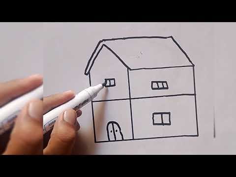 Easy House Drawing | Simple Two Story House