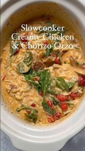 Slowcooker Creamy Chicken & Chorizo Orzo