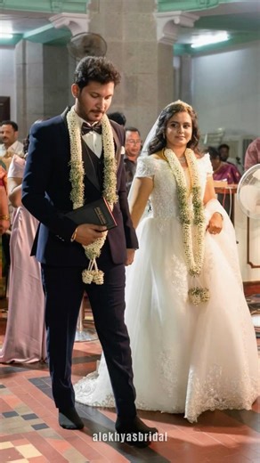 Elegant Off-shoulder Lace Ball Gown for Smruthi | Alekhyas Bridal