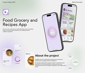 Grocery and Recipes Generating App | UX/UI Design - Mariia Sosnovska