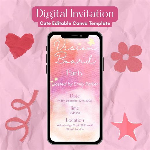 2026 Vision Board Party Invitation, Vision Board Girls' Night, Manifestation Gathering Invite, New Year Goal-setting Gathering – Event - Etsy