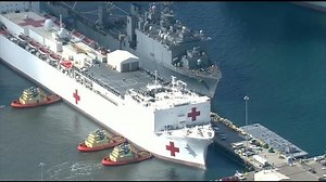 USNS Mercy hospital ship set sail from San Diego Friday
