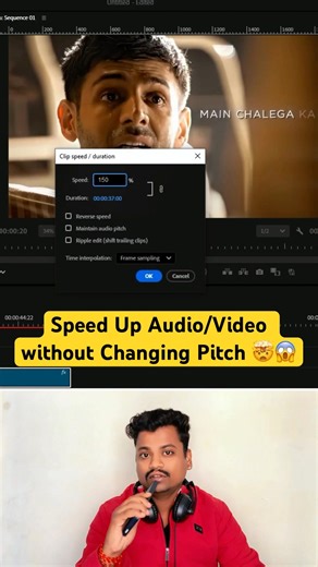 How to Speed Up Audio/Video without Changing Pitch 🤯😱 | Video Editing Tips & Tricks #shorts