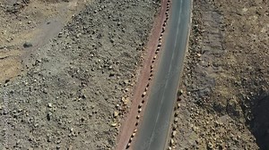Aerial video of a desert area and cliffs in Mitzpe Ramon, Israel