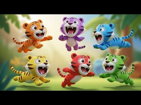Six Little Toy Tigers Roar Roar Roar | Animal Sounds & Counting Song for Kids