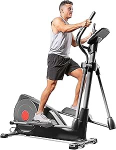Sunny Health & Fitness Elliptical Exercise Machine, Silent Elliptical Training with Pulse Sensor, Adjustable Resistance and Long Stride Fully Body Workout, SunnyFit App Access with Optional Bluetooth