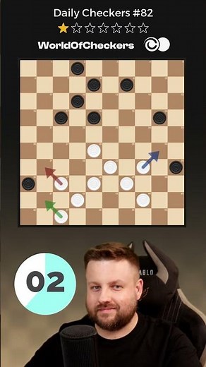 Easiest level ✅ ⚪⚫ ⭐1/7 | Daily Checkers #82