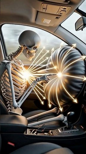 How Do Airbags Save Your Life in a Crash? | Real Physics Explained#ScienceSkeleton #CarCrash #Shorts