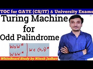 Turing Machine for odd Palindrome | Turing Machine for odd length Palindrome in hindi