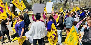 Hundreds of Butler Hospital staff hold informational picket to demand an end to workplace violence driven by short staffing and low wages