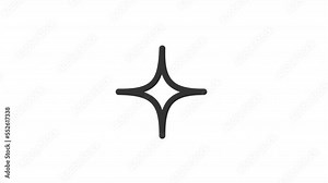 Animated spark linear icon. Celestial body. Space and cosmos. Award and ranking. Seamless loop HD video with alpha channel on transparent background. Outline motion graphic animation