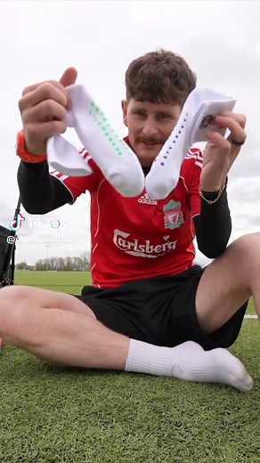 Replying to @nnnnn first impressions of the new DIY grip socks are pretty decent. The ‘pig nipples’ softened up after a minute or two and felt pretty tacky under foot. Great success. I put them through a few tests which i’ll share later. . @adidasfootball @Liverpool FC . #Sidequestdad #Soccer #football #DIY