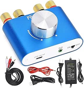 Facmogu F900S 160W Mini Bluetooth 5.0 Power Amplifier, 2 Channel 80Wx2 Stereo Hi-Fi Digital Amp, Portable Wireless Audio Receiver Sound Speaker Amplifer, AUX/USB/Bluetooth Input & 12V Power Supply