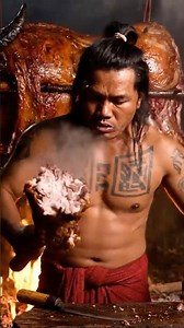 Epic GIANT Buffalo Feast – Tribal Man Tears Into Crispy Roast 🔥🐃