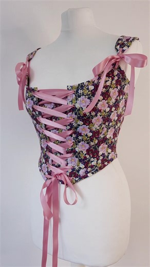 Sewing Cottagecore Floral Stays Corset Modesty Panel #shorts #corset #sewing #handmade