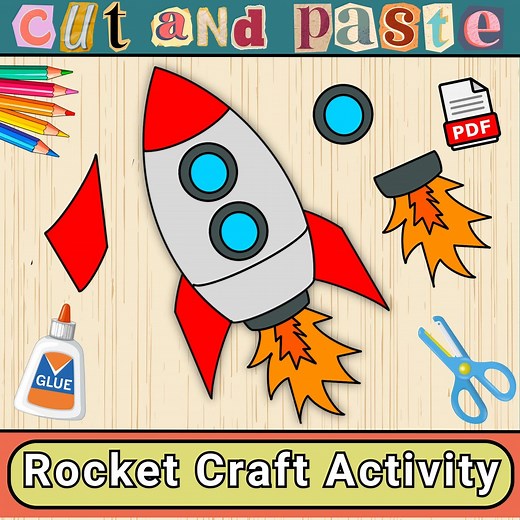 Rocket Craft Template | Outer Space Bulletin Board Craft | Cut and Paste Activity (PDF) - Etsy