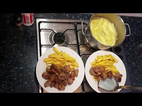 Diced pork with fries