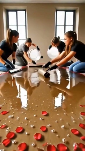 This floor is insane 😱 with red flowers #floortransformation #qualityflooring #design