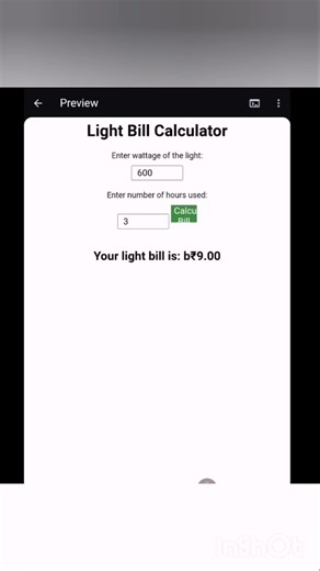 Light bill calculation html css Javascript. #htmltags #html #htmlcoding #coding #js #css #javascript
