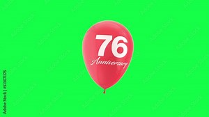 Helium Number Balloon With Number 76. Green Screen And Alpha Luma Matte Channel. Loop Animation. Stock Video