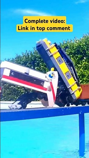 Lego Train CRASH on a bridge #lego #train #railway #crash #legotrain