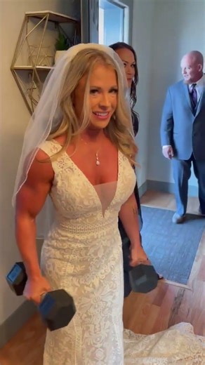 Muscular Bride Crushes Bicep Curls in Her Wedding Dress!