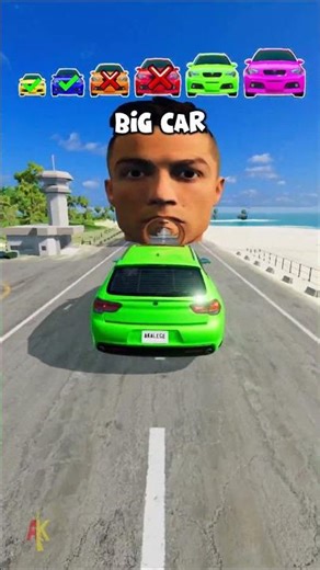 Big & Small Cars vs Ronaldo Head #shorts #beamngdrive