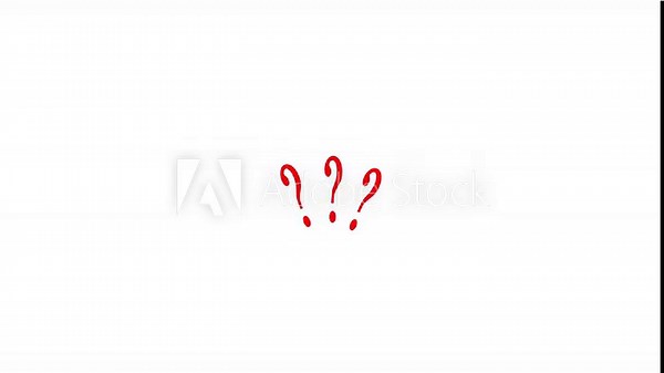 Animated Hand-Drawn Red Question Marks Flickering and Scaling on White Background, Loopable Motion Graphics Element for FAQs, Quiz, Confusion, and Problem Solving Concepts, 4K
