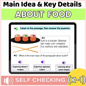 Main Idea and Key Details About Foods | Boom Cards
