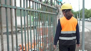 Asian female worker walking to checking parts at factory. Import-export shipping transportation, logistic business factory concept. Stock Video