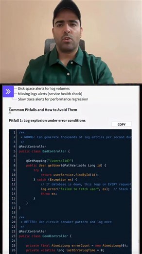 Aman Sahni on Instagram: "Common logging pitfalls. #javaprogrammingtutorial #programming #coding #programmer #code #developer #coder #java #webdeveloper #javascript #webdevelopment #programmers #php #technology #codinglife #computerscience #tech #programmingmemes #softwaredeveloper #linux #computer #geek #development #softwareengineer #hacking #html #coders #css #webdesign #coderlife"