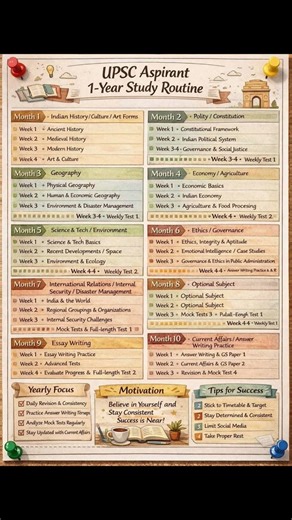 🏆 Crack UPSC in 1 Year! Perfect Study Roadmap 🇮🇳📚 #UPSC #IAS #StudyPlan