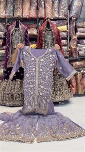 Lavender Sharara Set 💜✨ Heavy Embroidered Party Wear Suit #shortsfeed