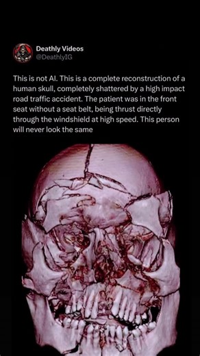 Deathly Videos | This is not a fictional image. It is a real 3D CT reconstruction of a human skull—completely shattered following a high-impact road traffic... | Instagram