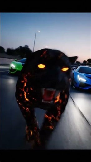 Lava Panther Chasing Supercars 🌋🐆🚗 | WildSpeed AI