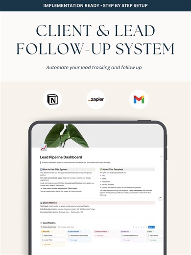 Notion CRM Client & Lead Tracker – Automated Follow-up System for Service Providers (notion   Zapier) - Etsy