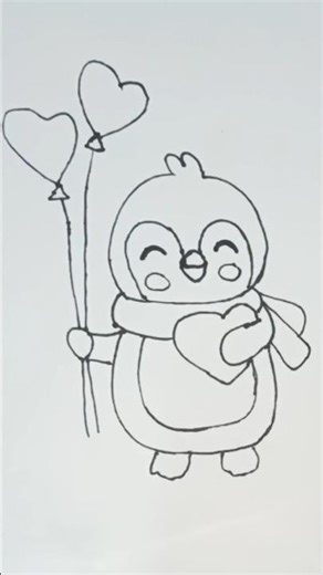 how to draw cute penguin 🐧 kids drawing tutorial #shorts #shortsfeed #ytshorts #art