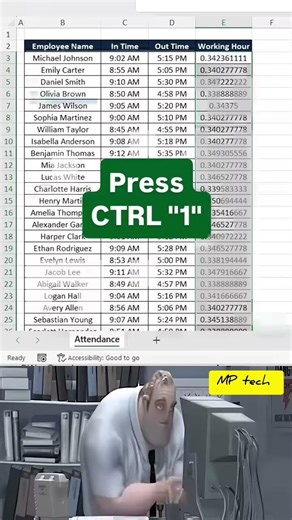 Working Hours in Excel ⚡ #excel #exceltips #exceltricks #spreadsheet #data